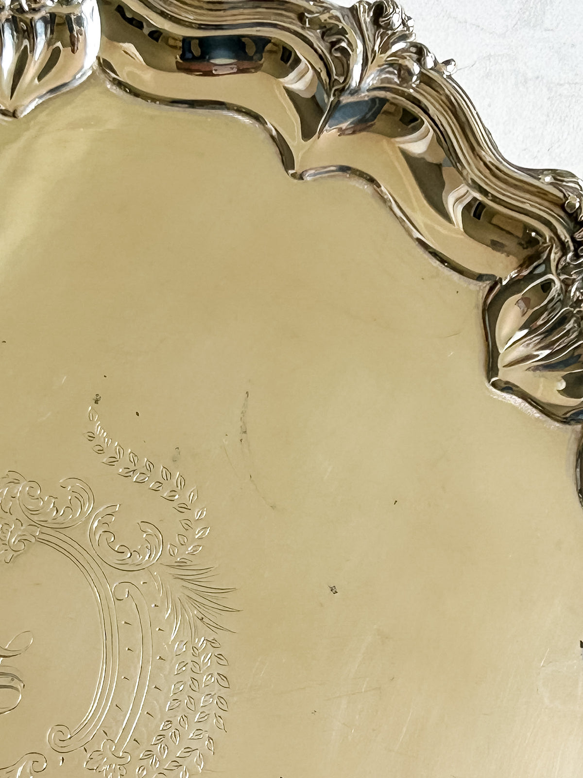 Antique Walker & Hall Silver Plate Footed Tray with Engraved Monogram