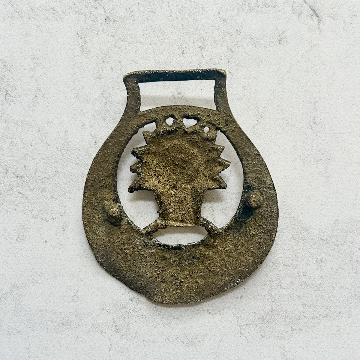 English Wheat Sheath Horse Brass Medallion
