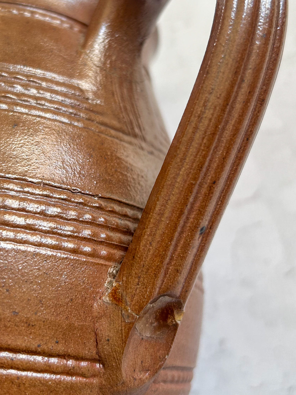 Vintage French Brown Stoneware Pitcher 6.5"