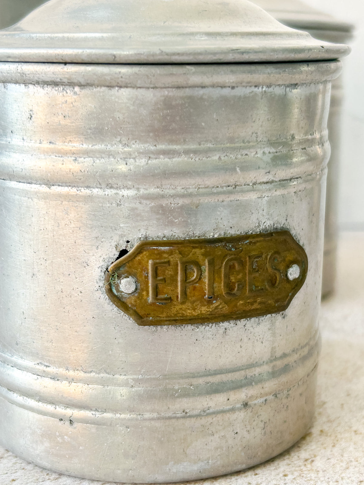Vintage French Manufrance Aluminum Kitchen Canister Set