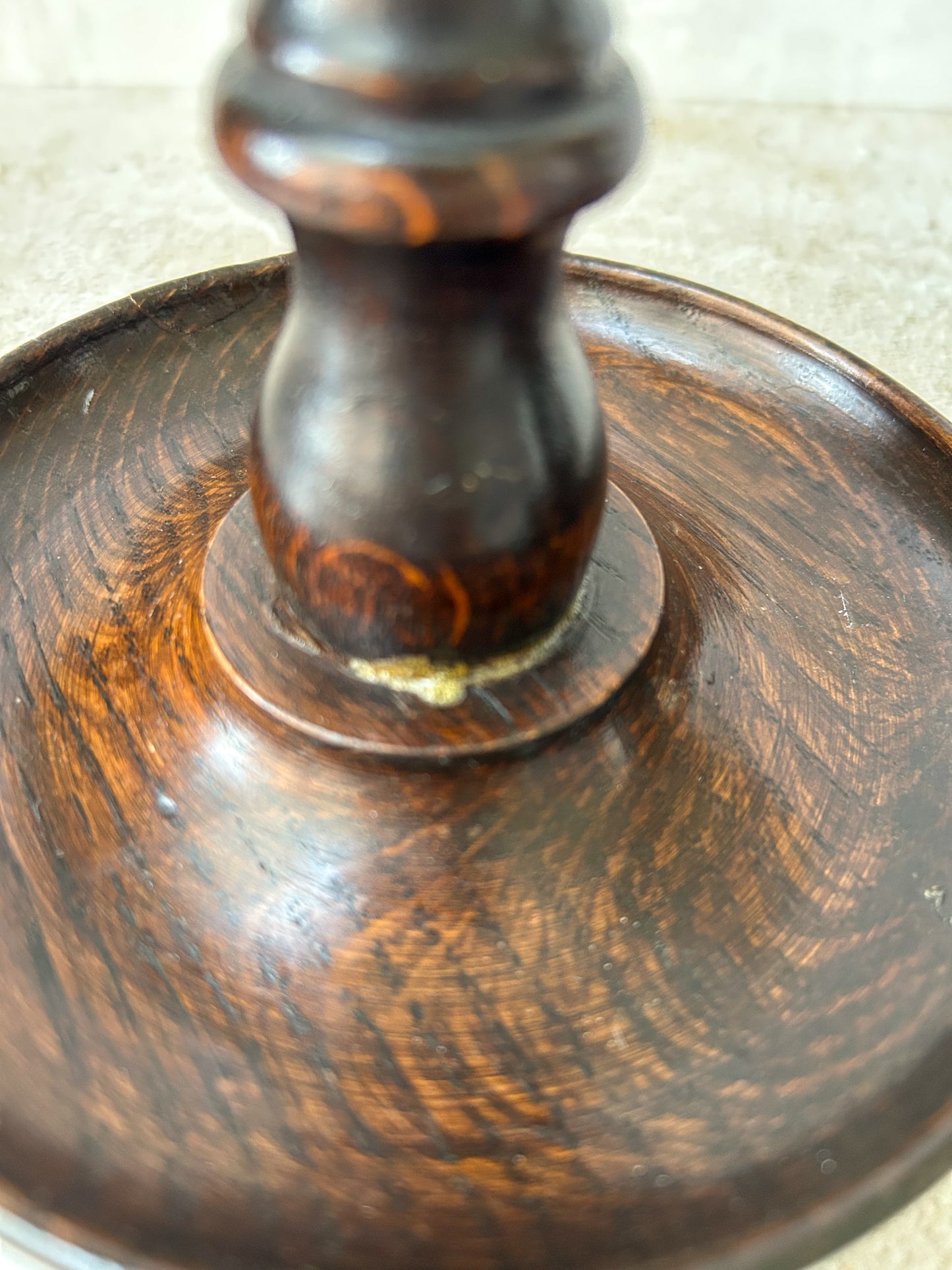 Antique Pair English Oak Barley Twist Candlesticks