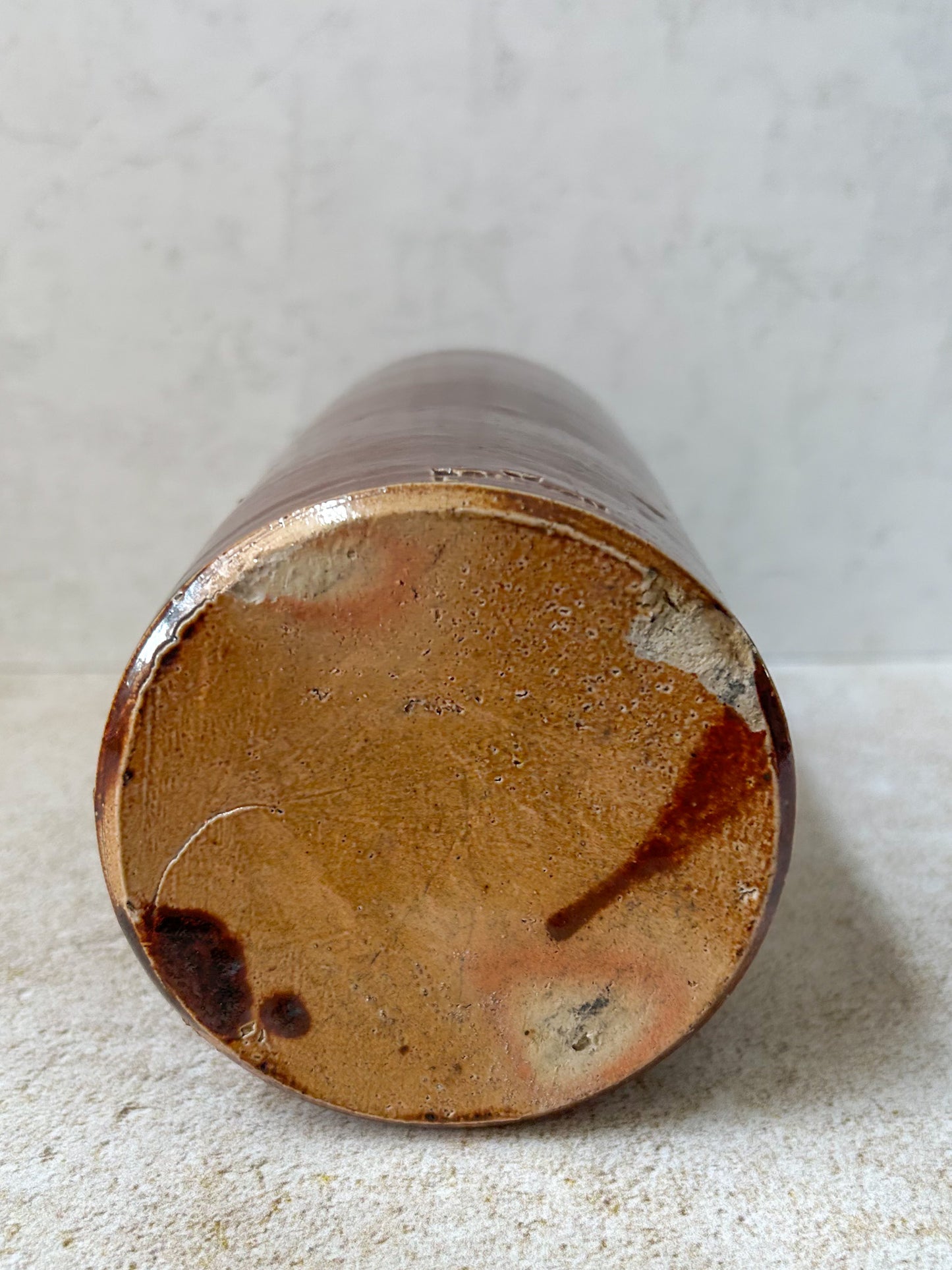 Antique Brown Stoneware Spirit Bottle by Poulton, England