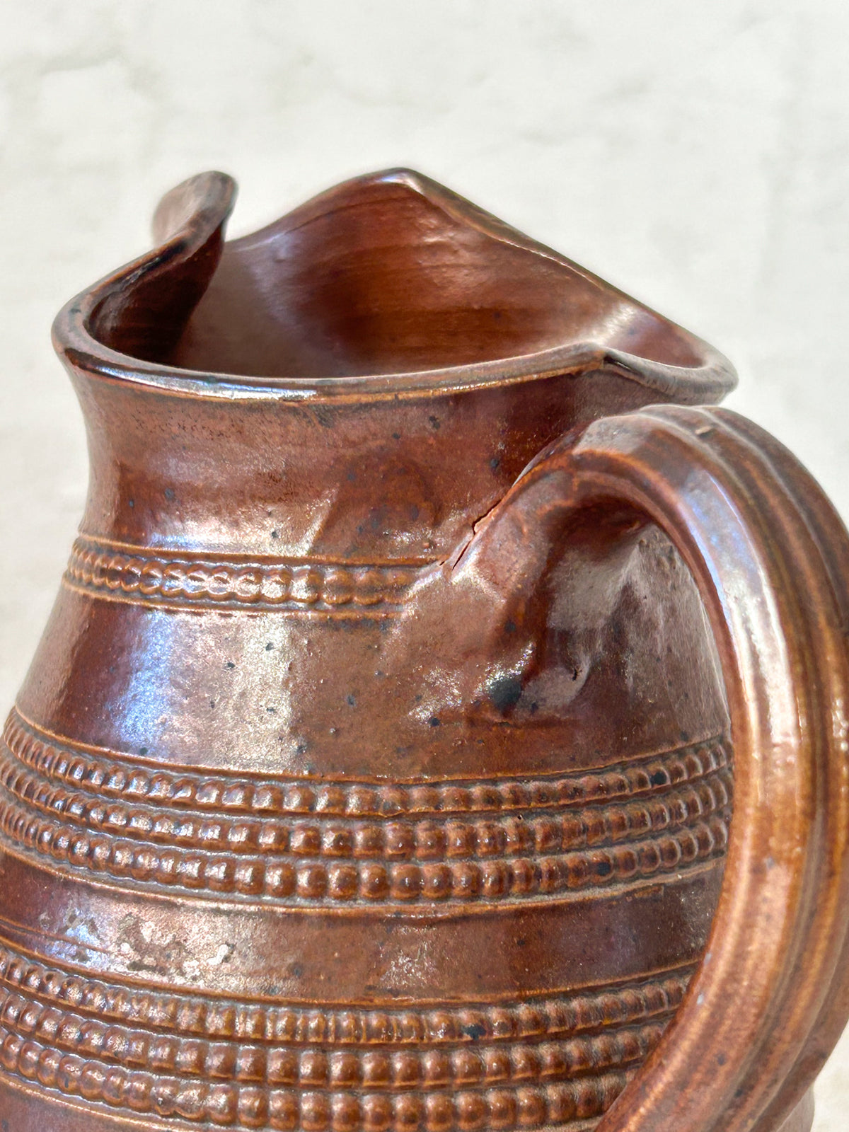 Vintage French Brown Stoneware Pitcher 5.5"