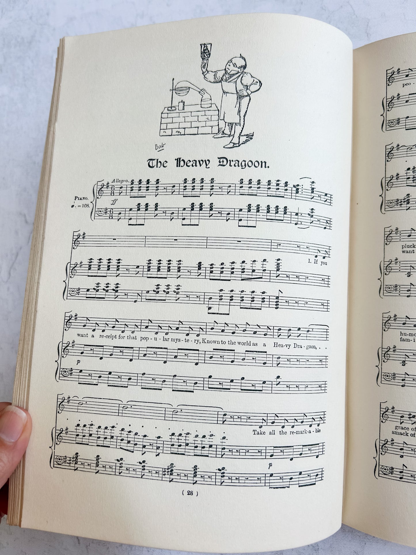 Antique Gilbert & Sullivan Illustrated Music Book – Songs of Two Savoyards