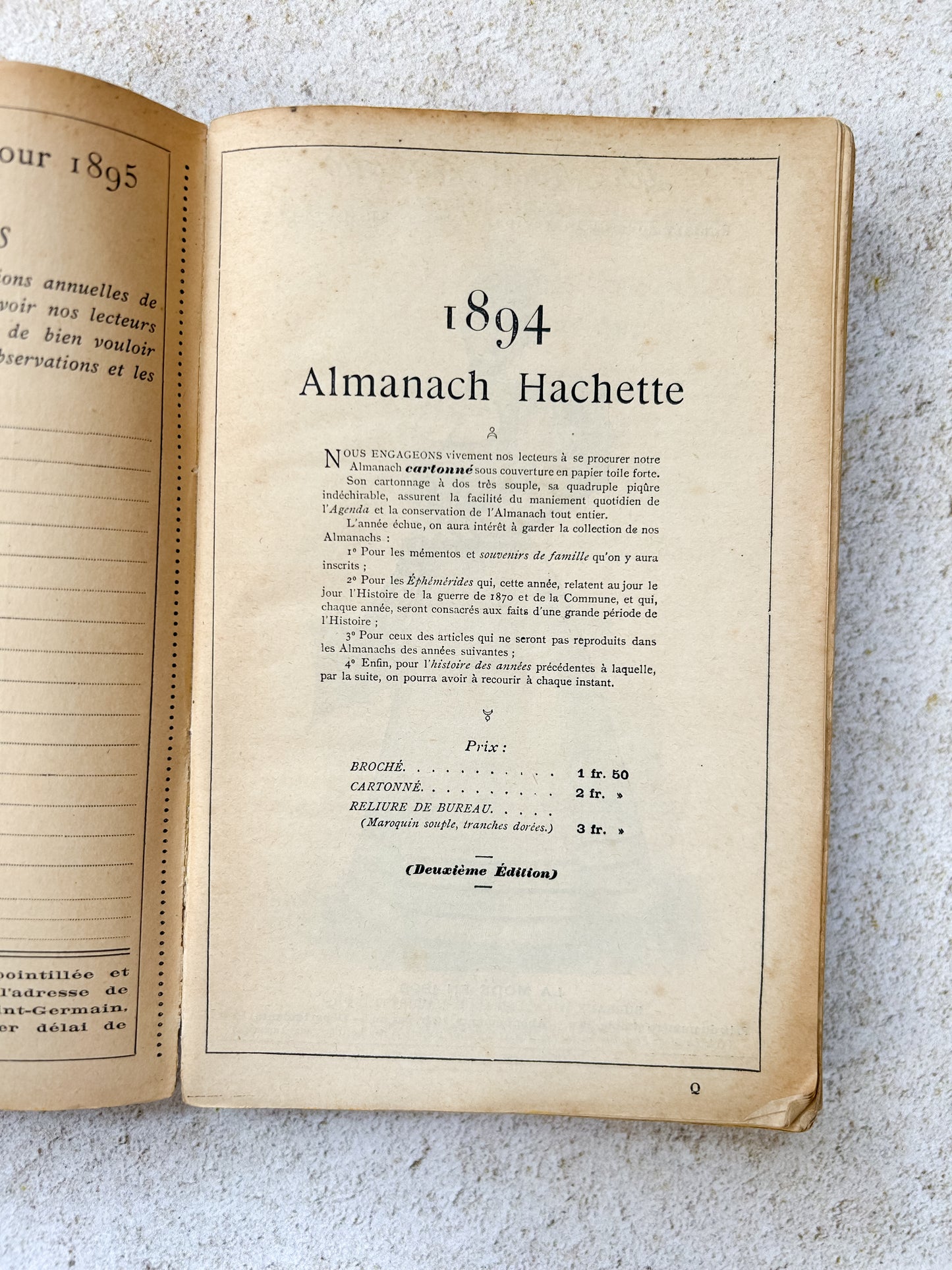 1894 Antique French Almanac