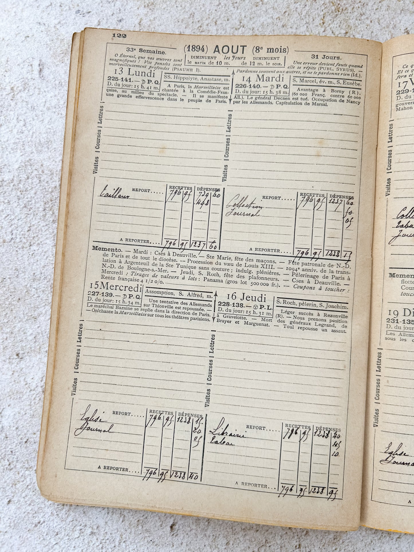 1894 Antique French Almanac