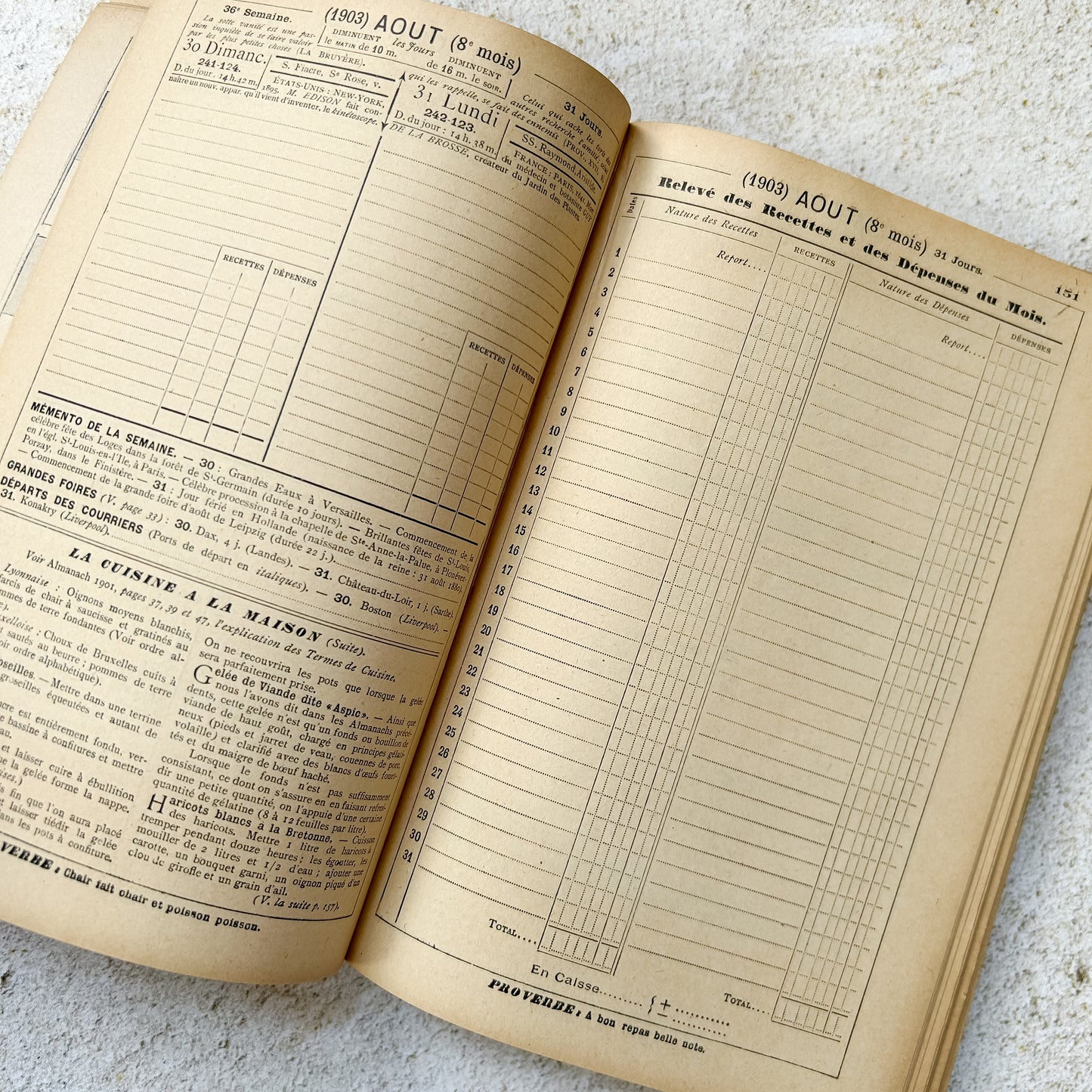 1903 Antique French Almanac