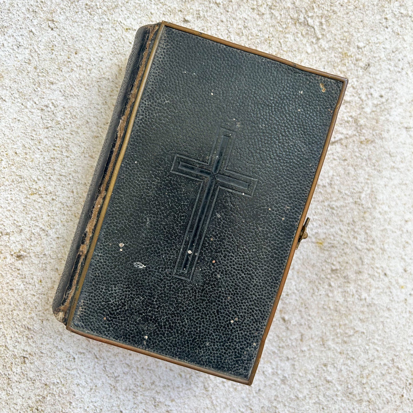 Antique Leather Bound French Paroissien Missal with Cross Clasp