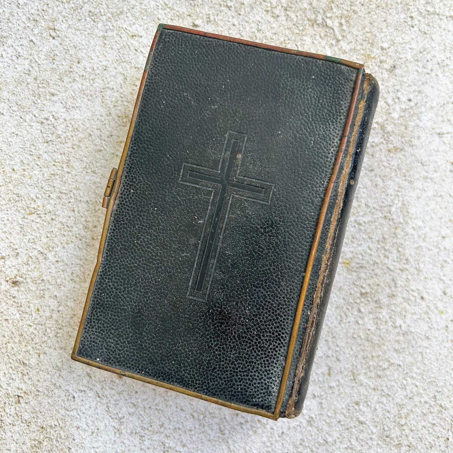 Antique Leather Bound French Paroissien Missal with Cross Clasp