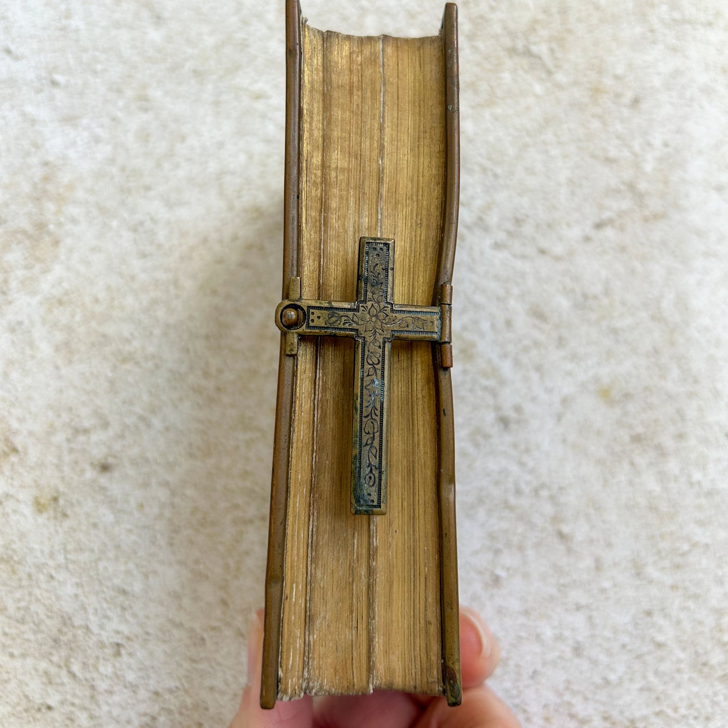 Antique Leather Bound French Paroissien Missal with Cross Clasp