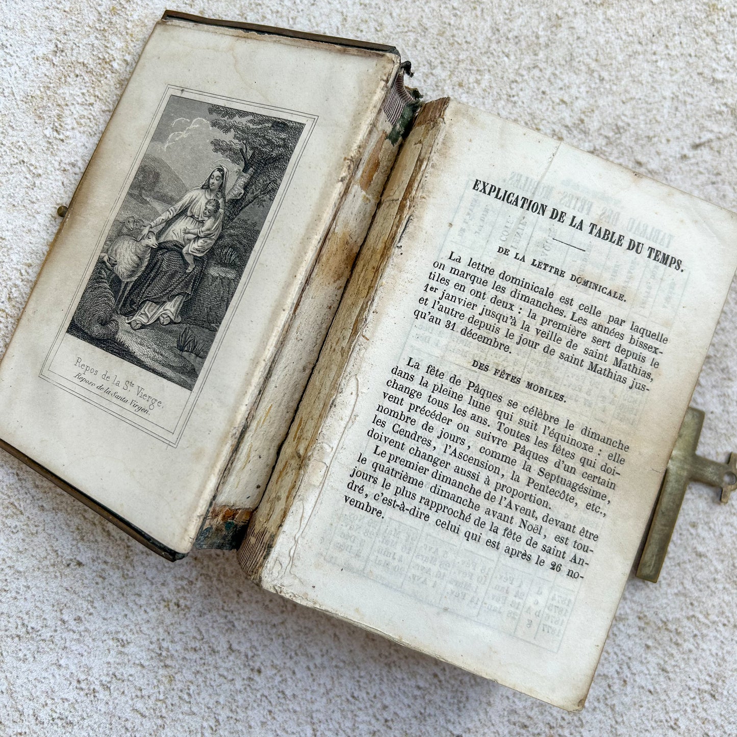 Antique Leather Bound French Paroissien Missal with Cross Clasp