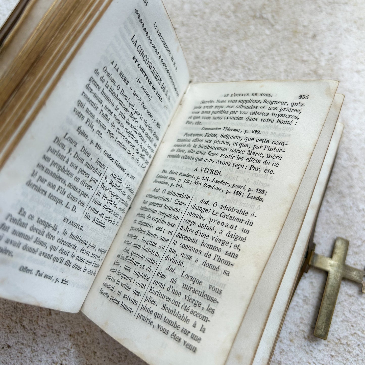 Antique Leather Bound French Paroissien Missal with Cross Clasp