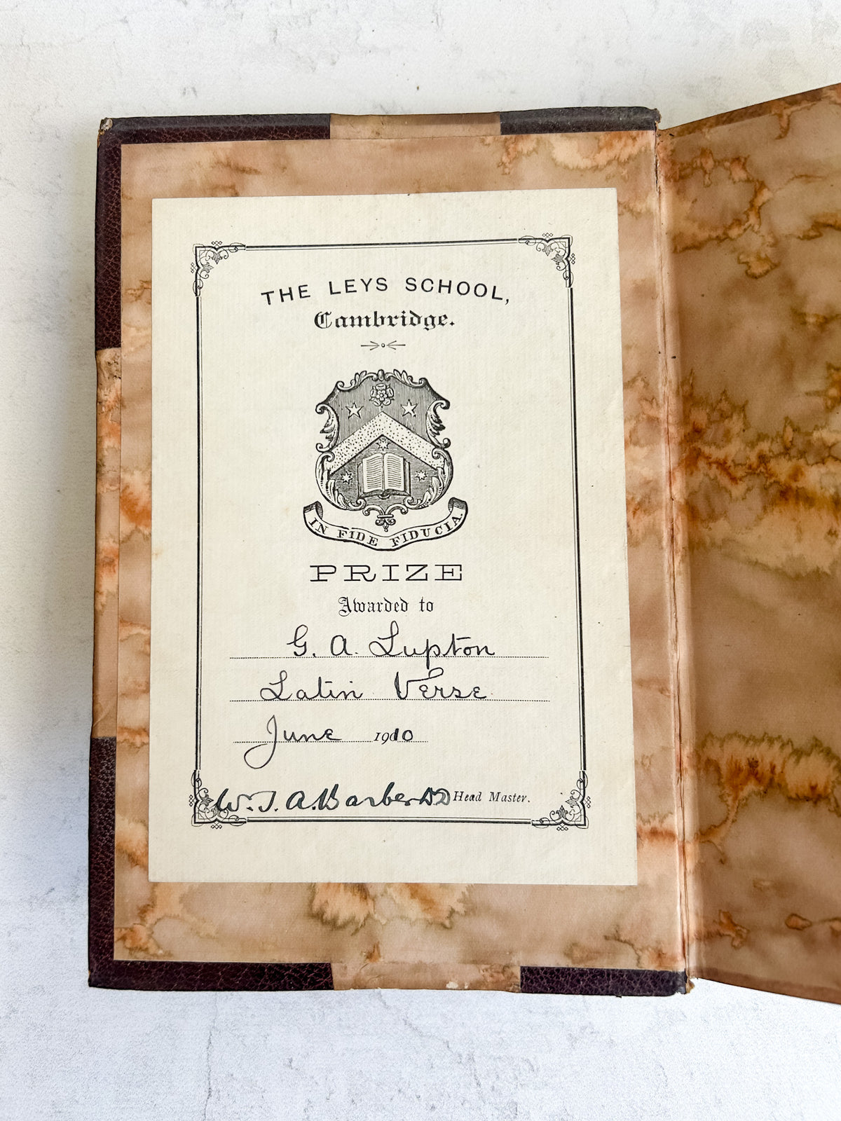 Antique 1905 Leys School Cambridge Prize Book - Charles Stuart Calverley