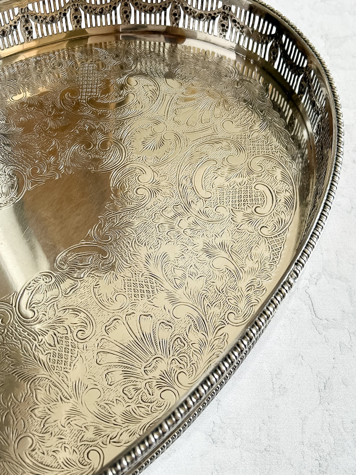 Vintage English Sheffield Silver Plate Oval Gallery Tray