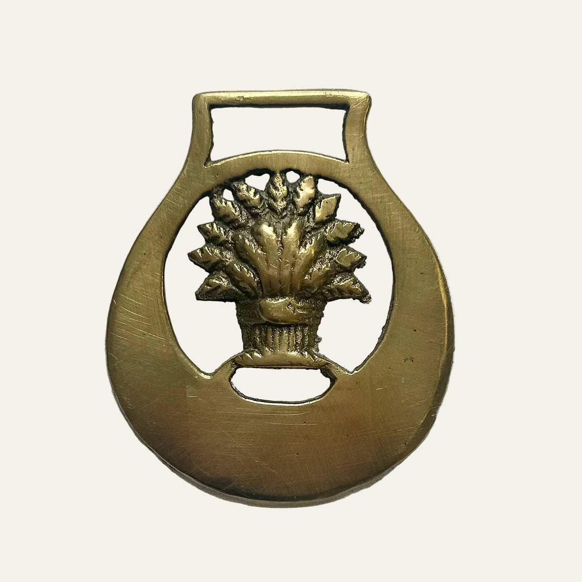 English Wheat Sheath Horse Brass Medallion