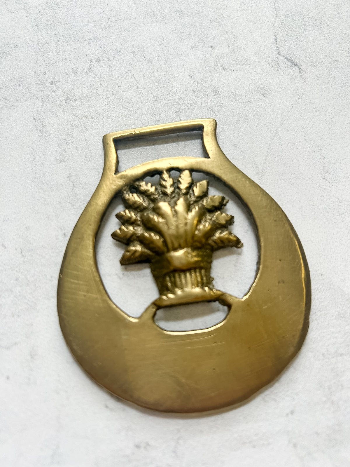 English Wheat Sheath Horse Brass Medallion
