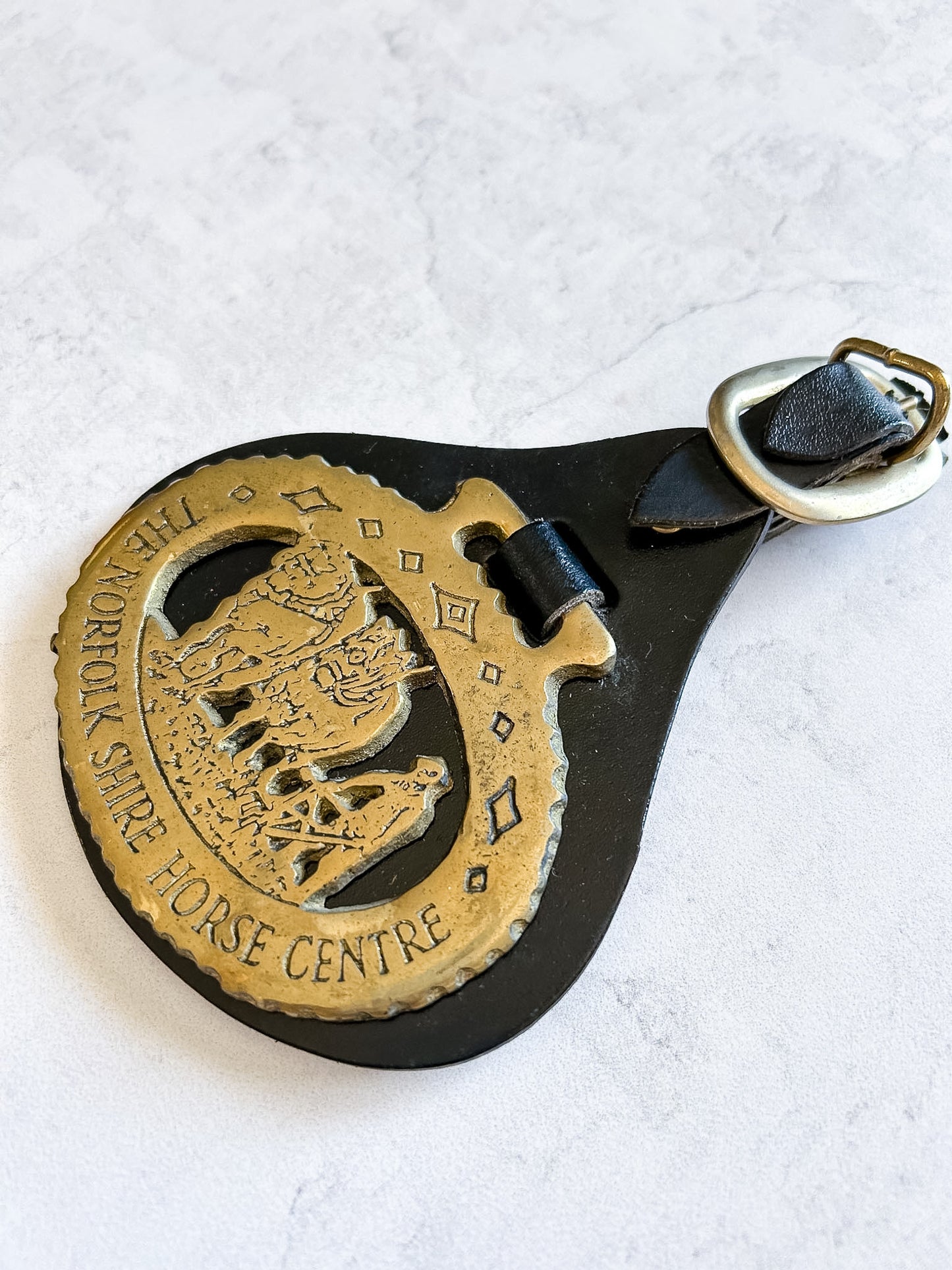 Vintage Norfolkshire Horse Brass on Leather
