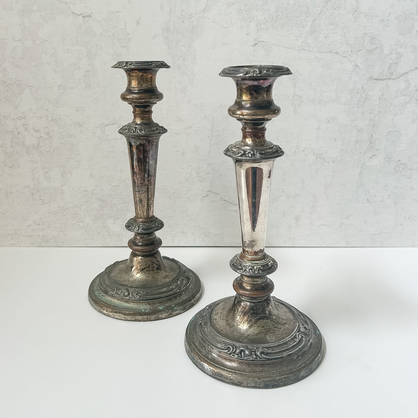 Victorian English Silver Plated Candlestick Pair