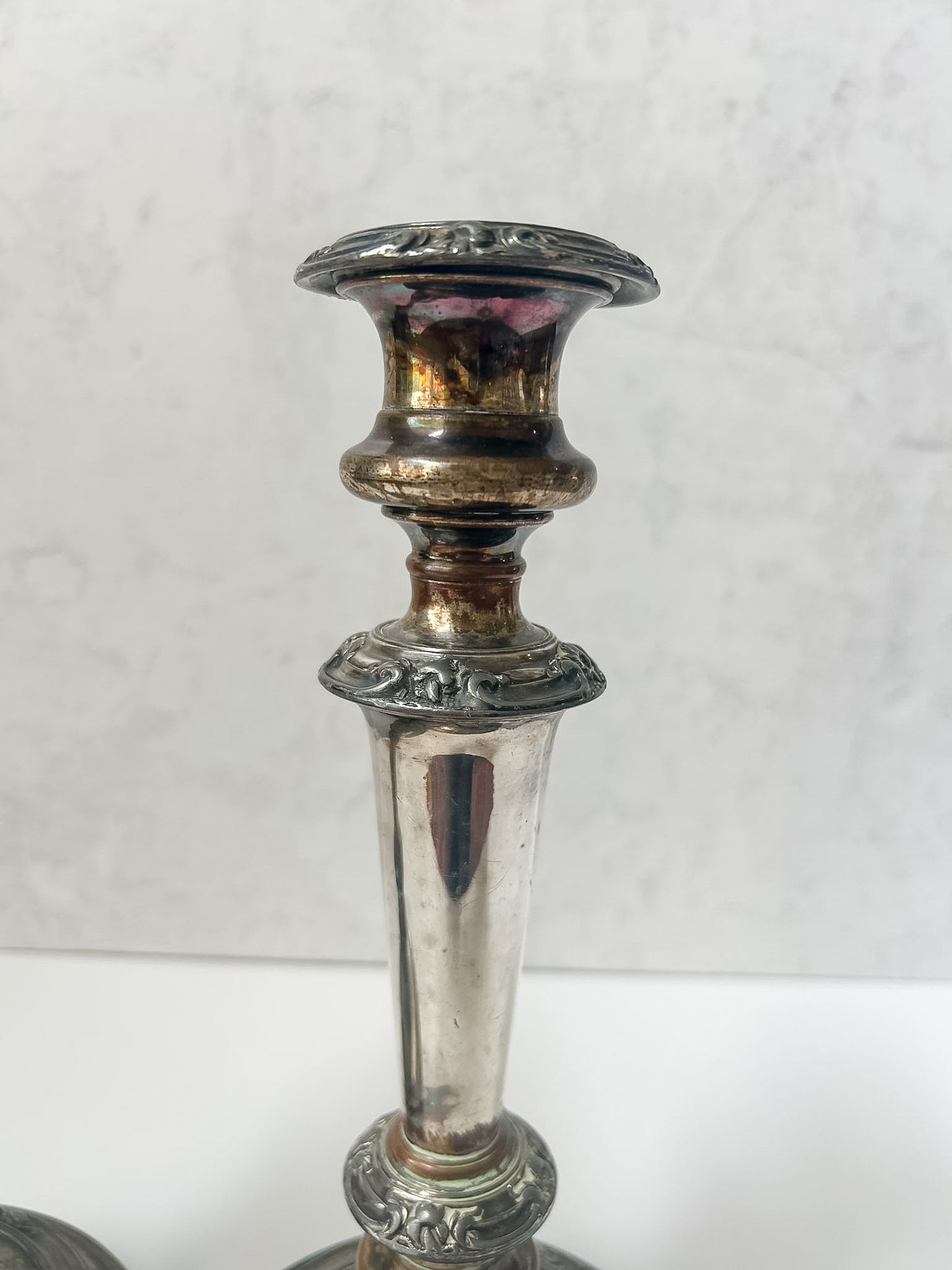 Victorian English Silver Plated Candlestick Pair