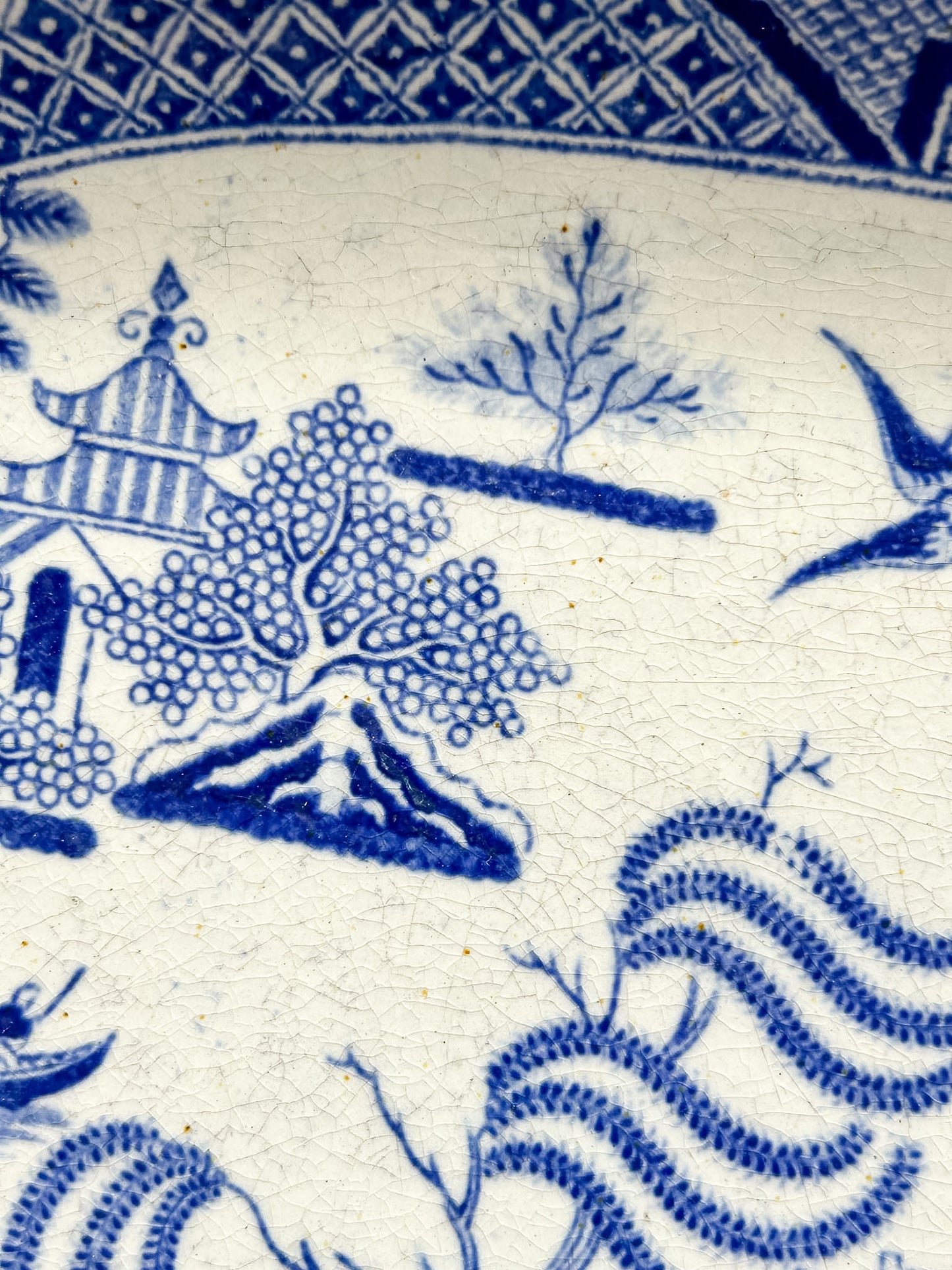 Large Antique Staffordshire Blue Willow Platter | c.1885