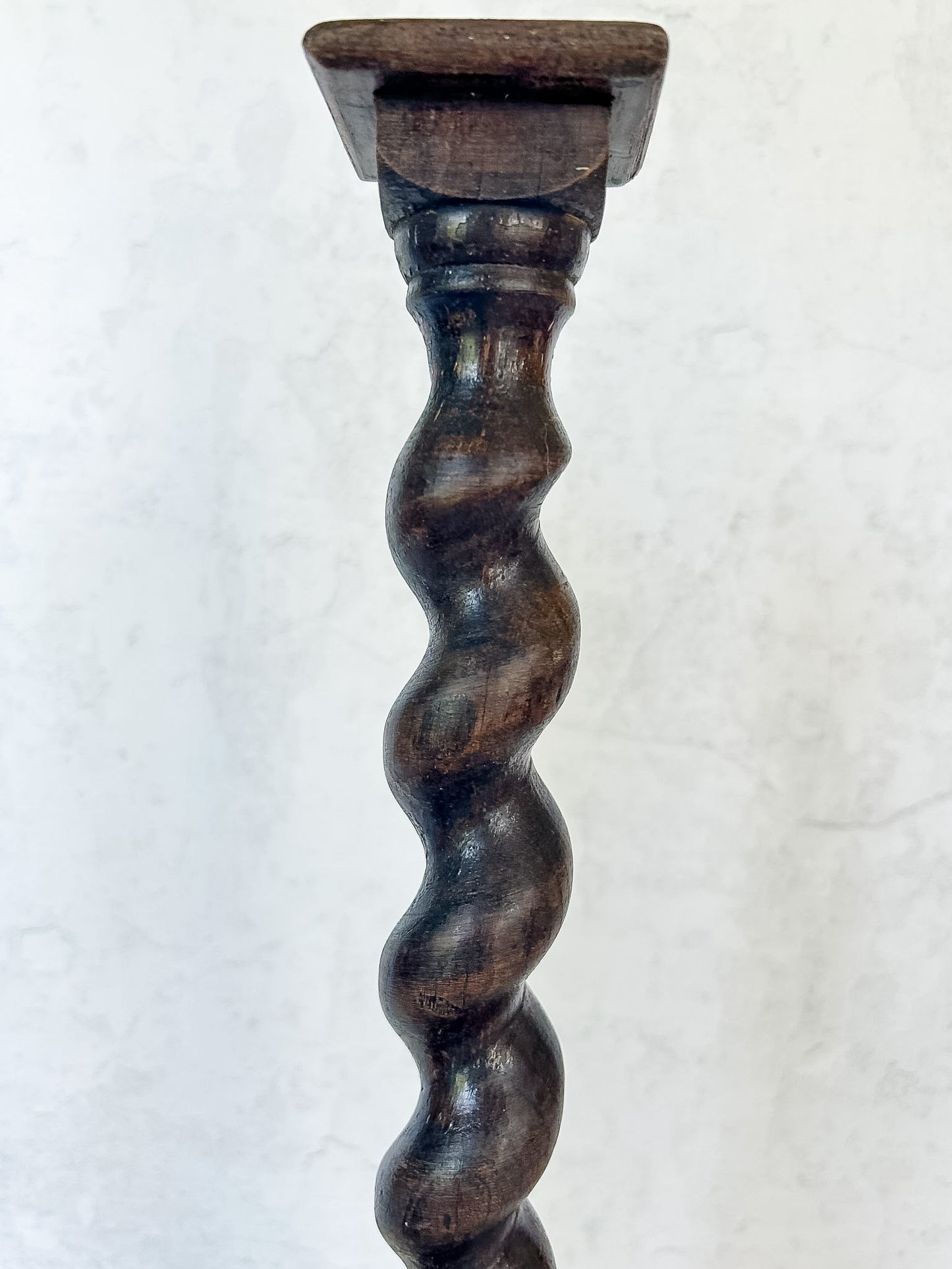 Pair of Antique English Oak Barley Twist Candlesticks