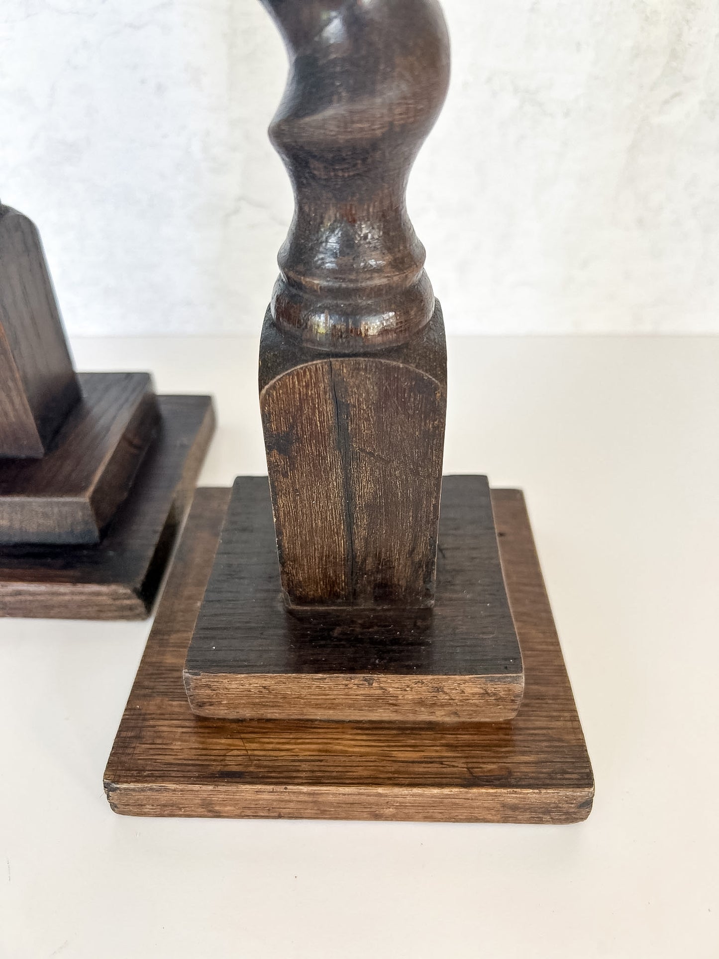 Pair of Antique English Oak Barley Twist Candlesticks