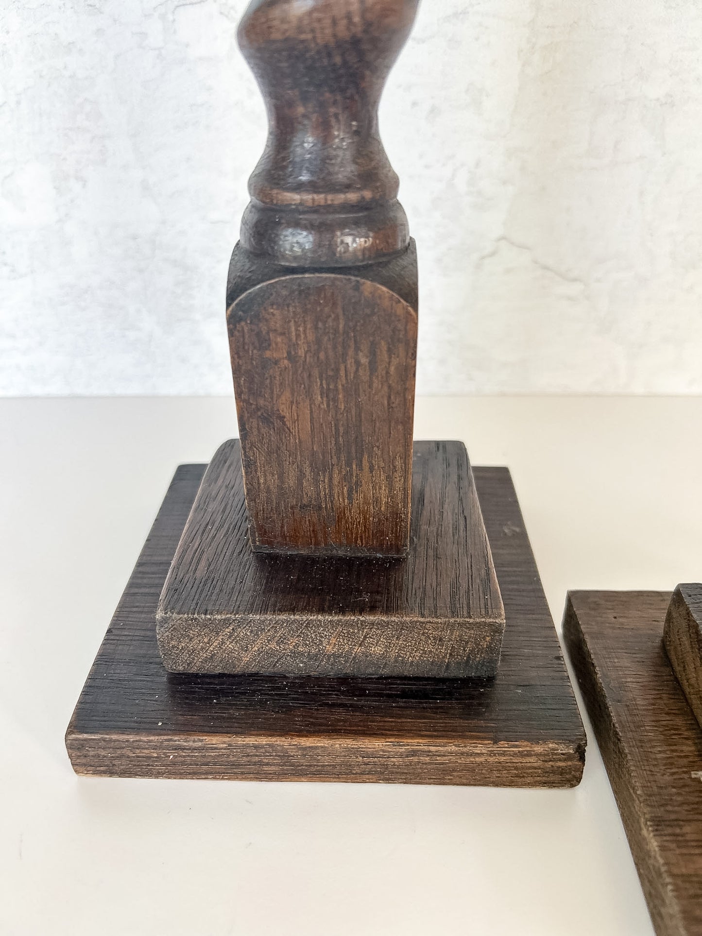 Pair of Antique English Oak Barley Twist Candlesticks