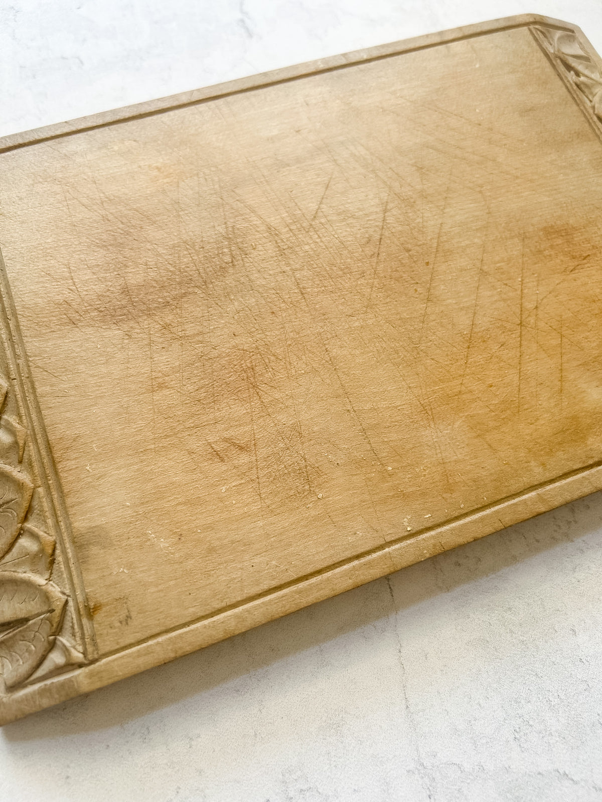 Antique English Carved Rectangular Bread Board