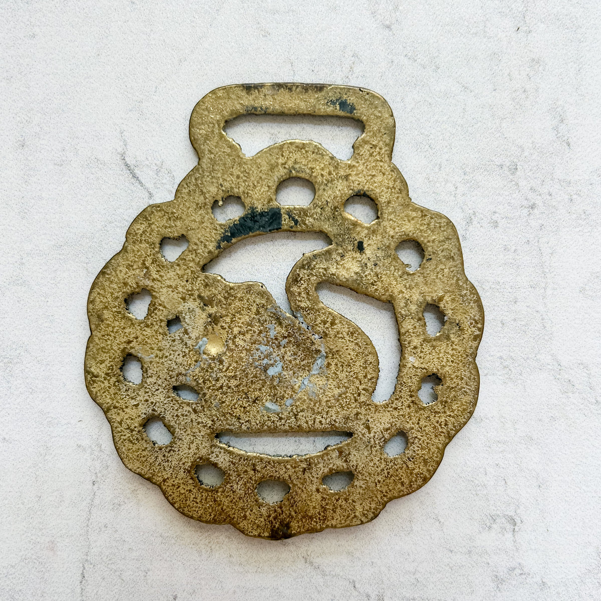 English Swan Horse Brass Medallion