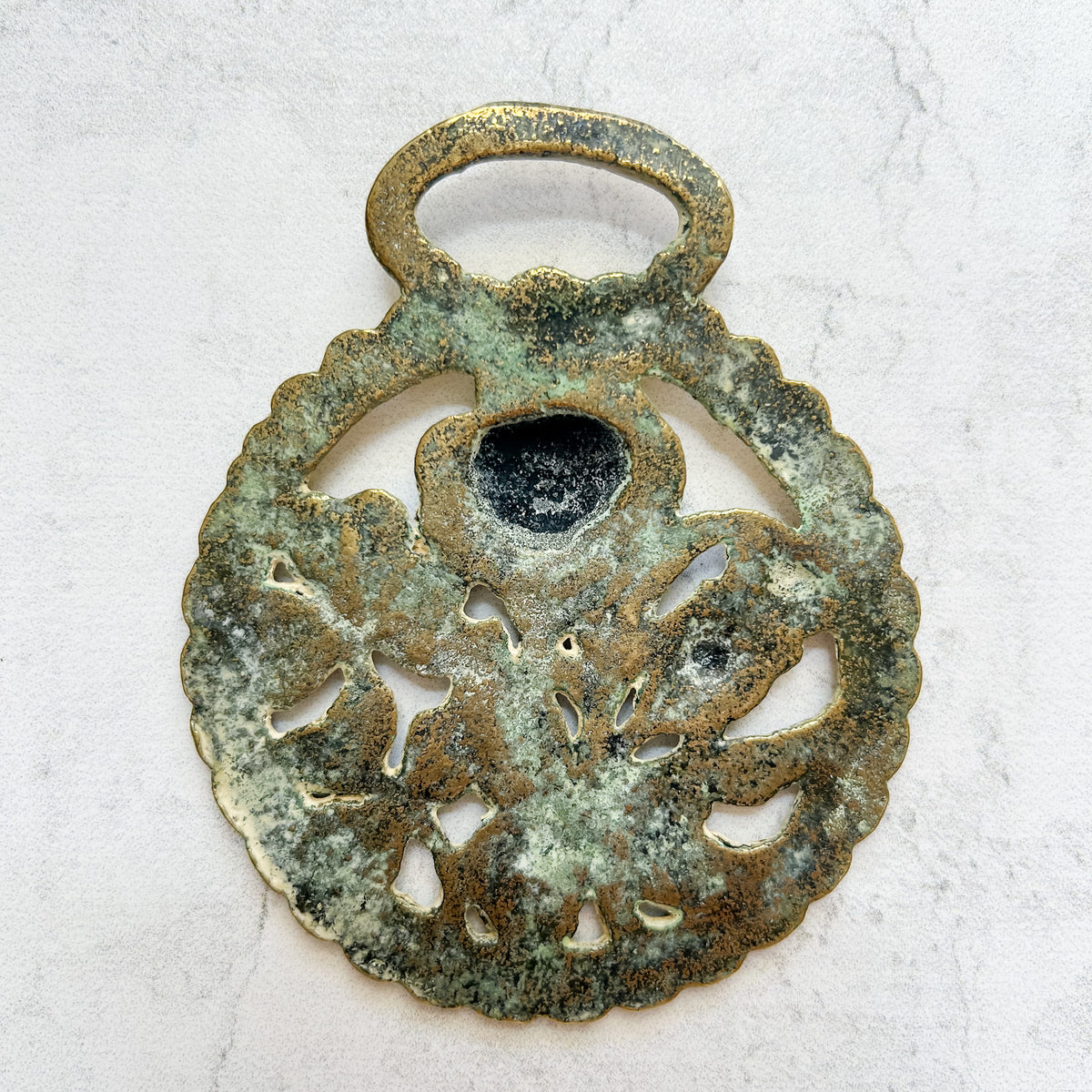 English Rose Horse Brass Medallion