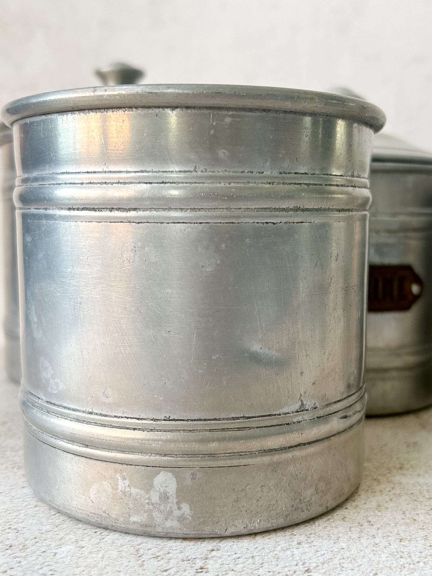 Vintage French Manufrance Aluminum Kitchen Canister Set