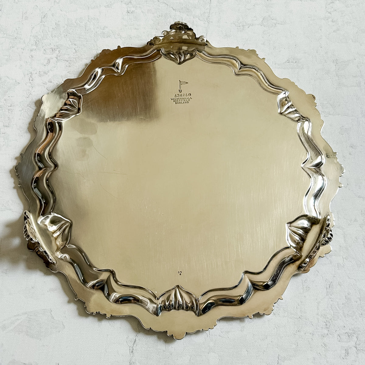 Antique Walker & Hall Silver Plate Footed Tray with Engraved Monogram
