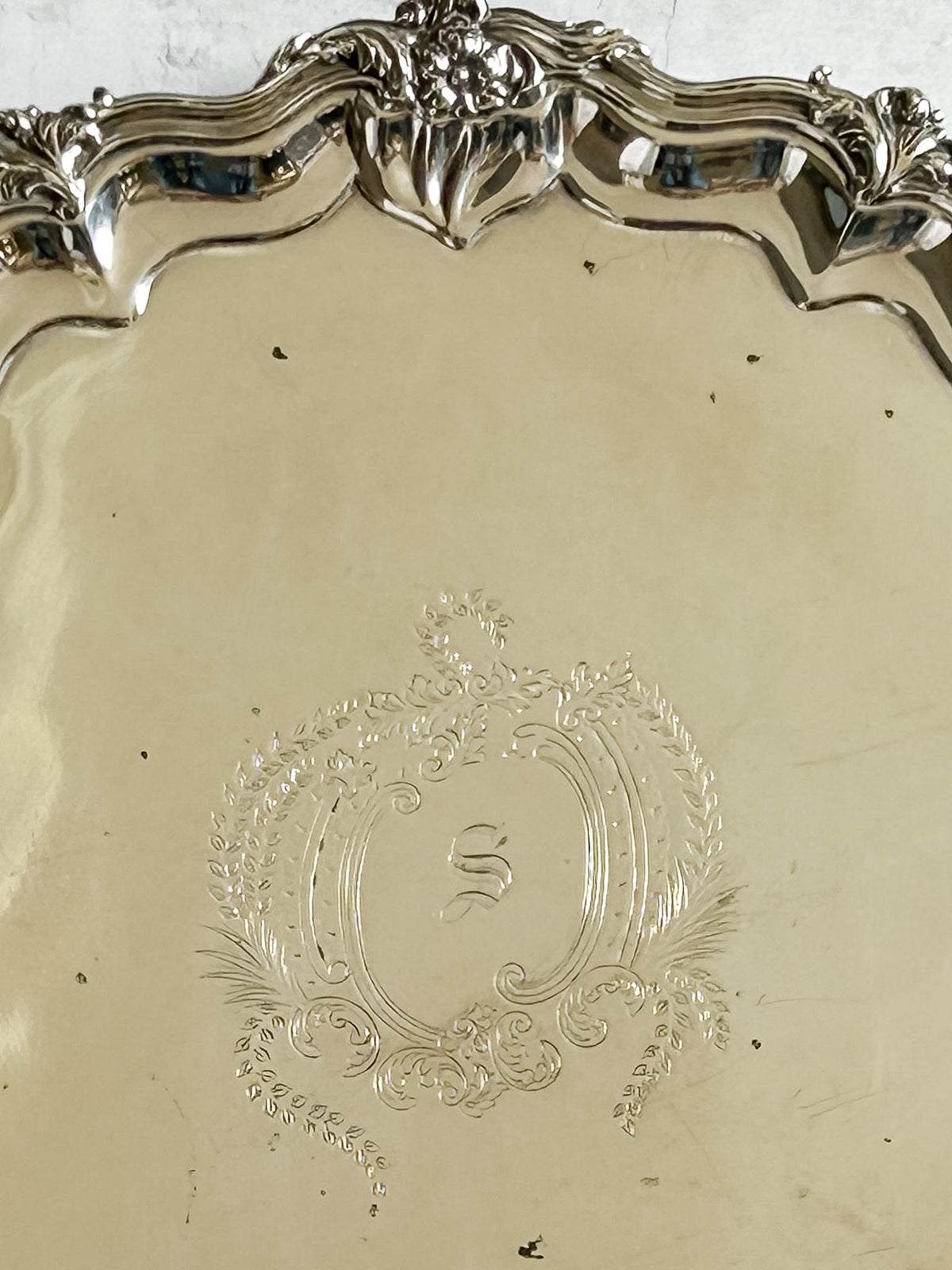 Antique Walker & Hall Silver Plate Footed Tray with Engraved Monogram