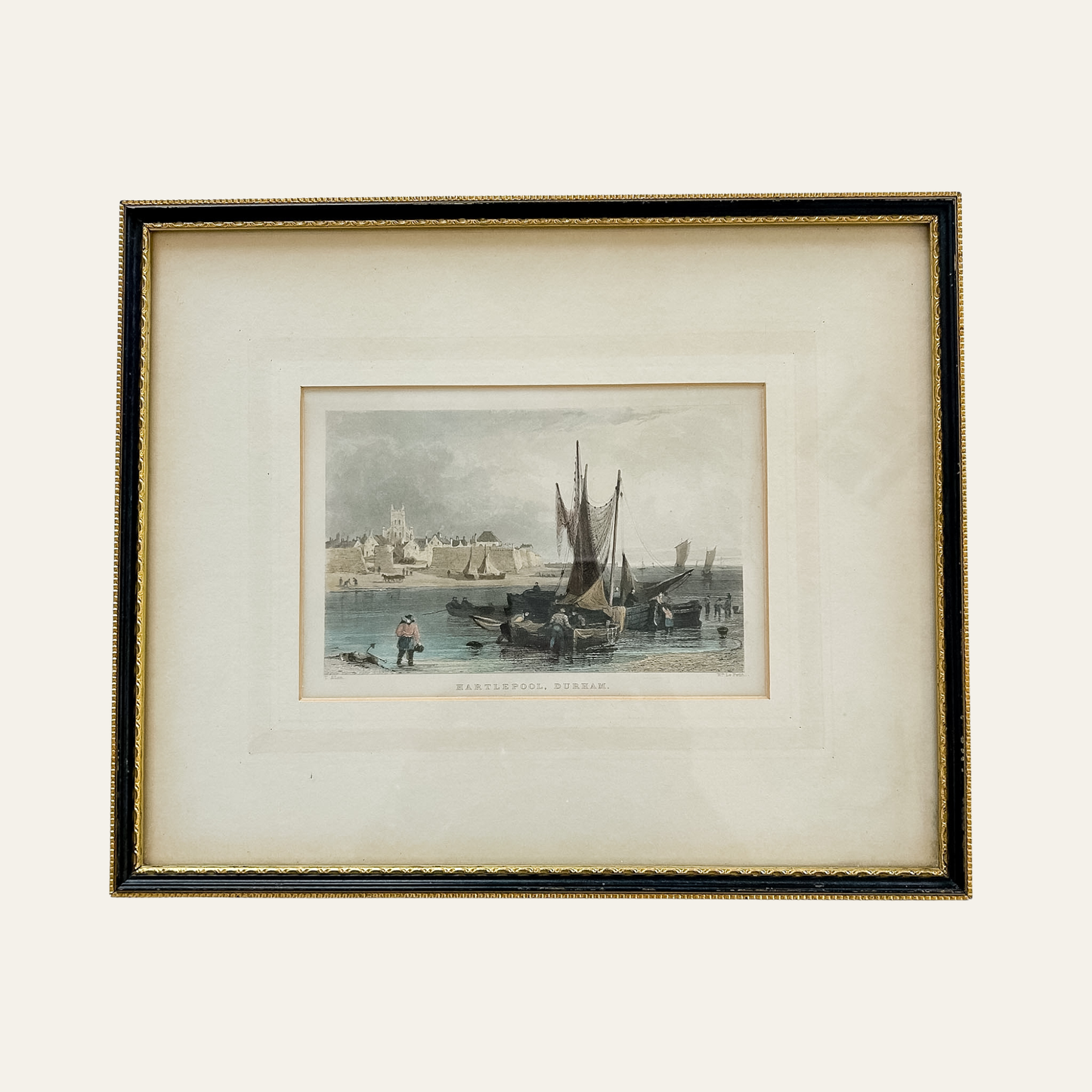 1885 Hartlepool, Durham Engraving | Antique Coastal Print in Vintage Frame