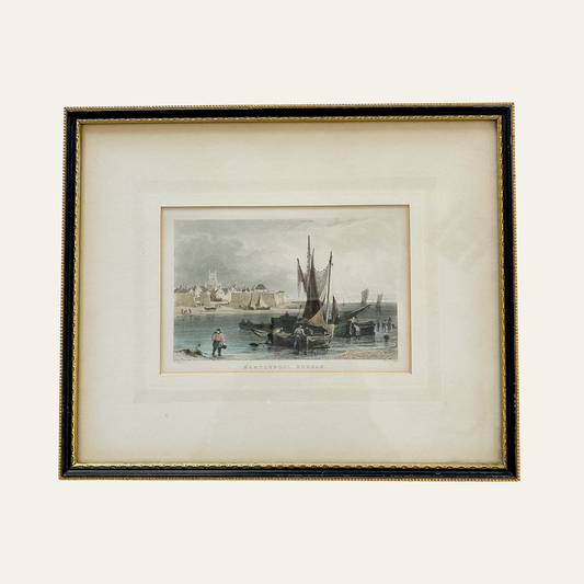1885 Hartlepool, Durham Engraving | Antique Coastal Print in Vintage Frame