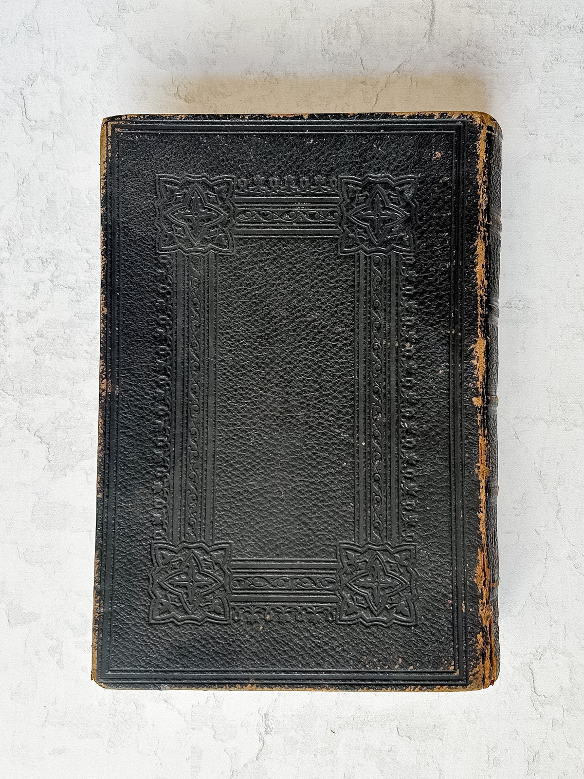 1877 English Leather Large Bible with Handwritten Inscription