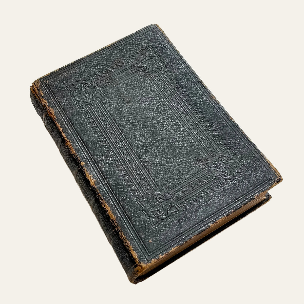 1877 English Leather Large Bible with Handwritten Inscription