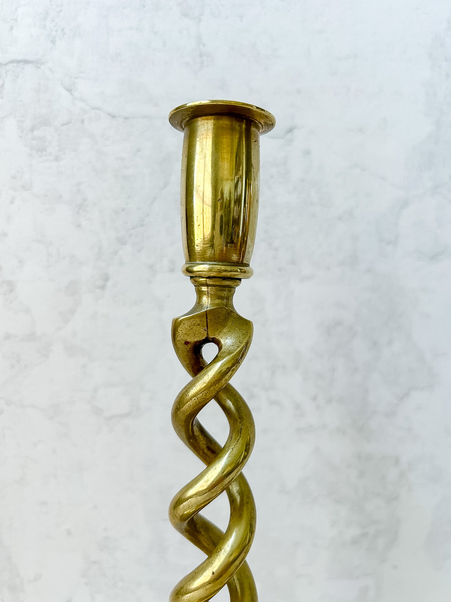Antique Pair English Open Twist Brass Candlesticks