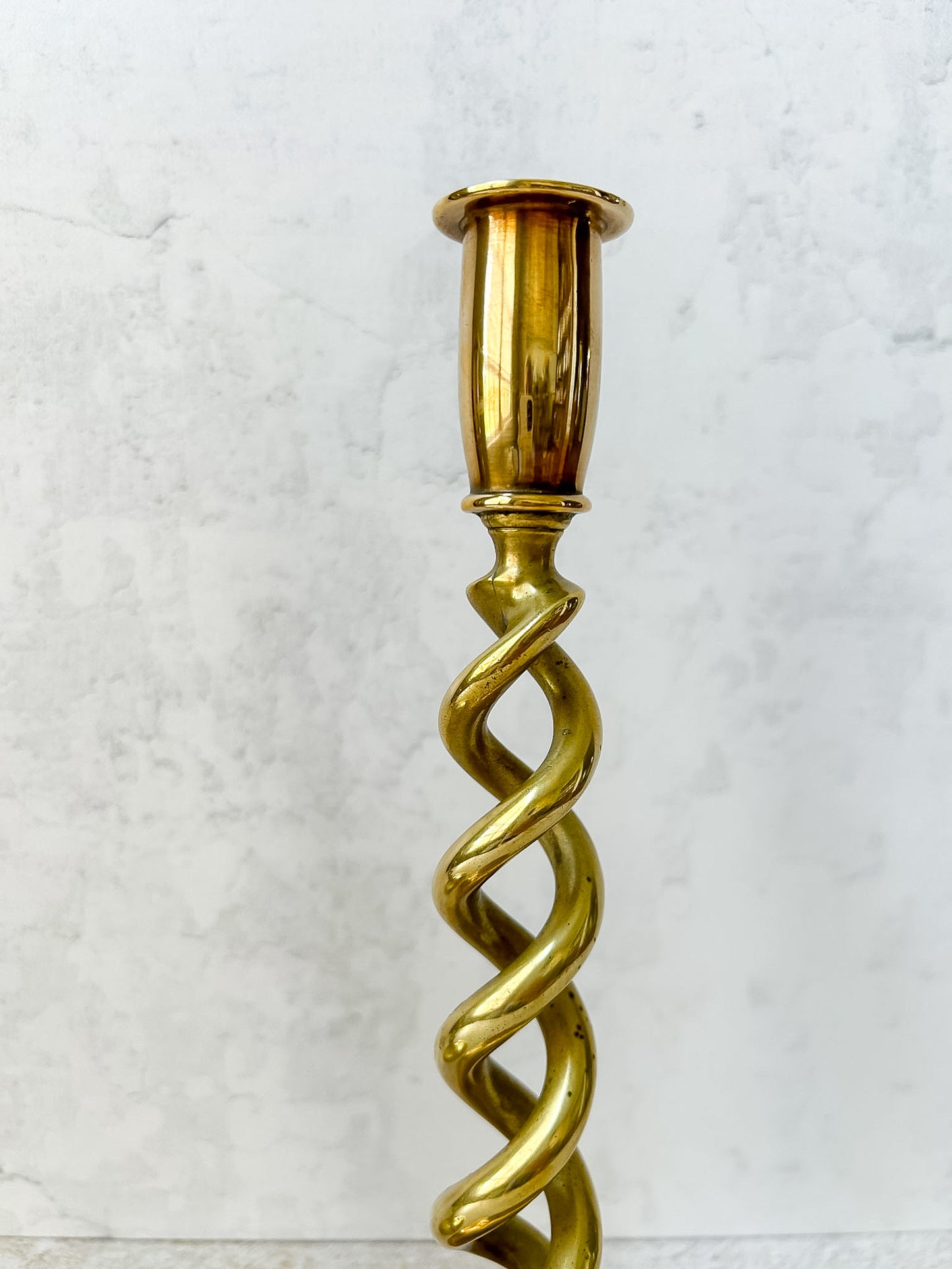 Antique Pair English Open Twist Brass Candlesticks