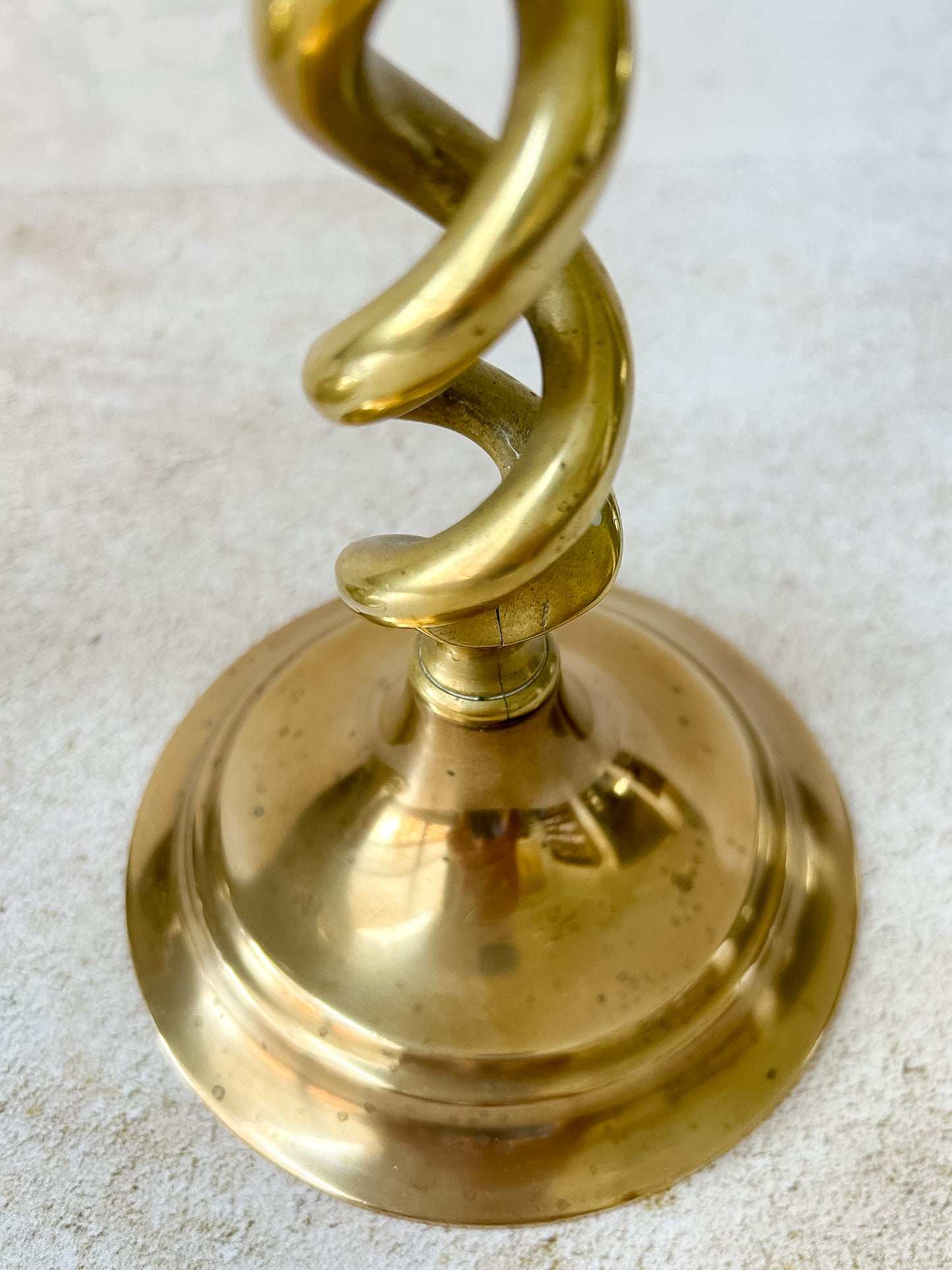 Antique Pair English Open Twist Brass Candlesticks