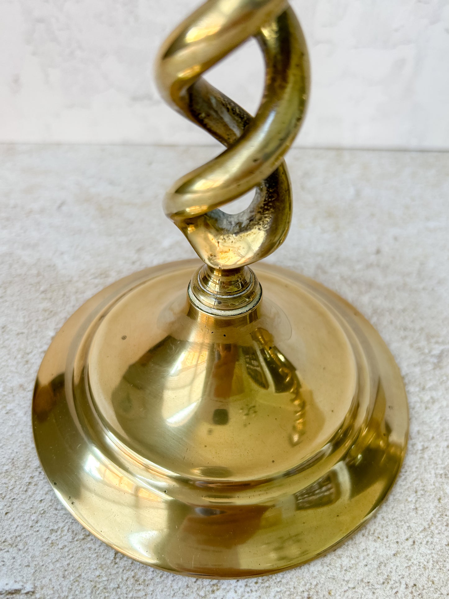 Antique Pair English Open Twist Brass Candlesticks