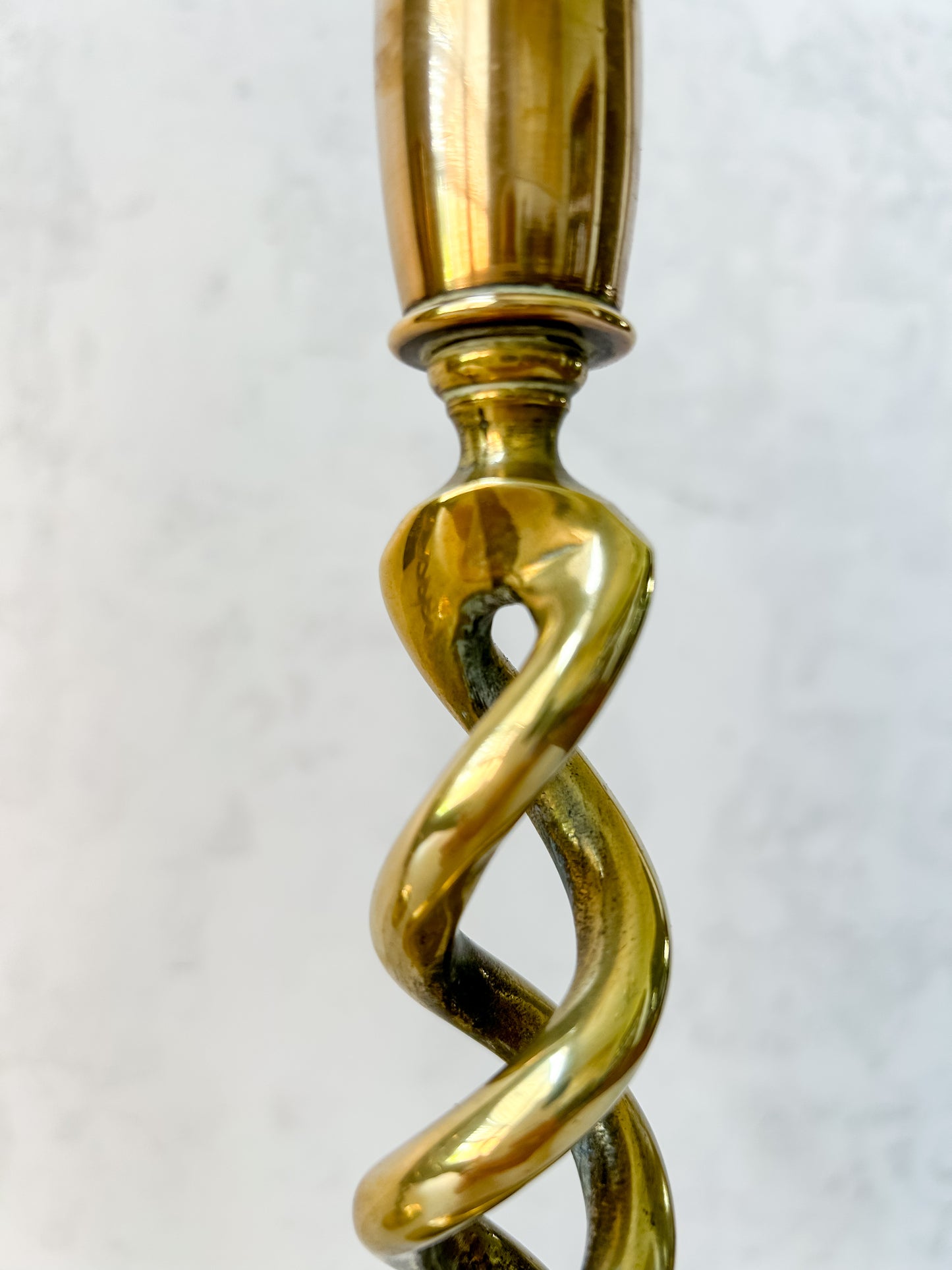 Antique Pair English Open Twist Brass Candlesticks