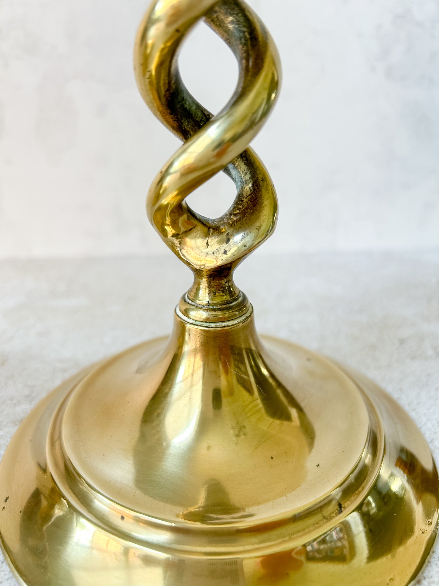Antique Pair English Open Twist Brass Candlesticks
