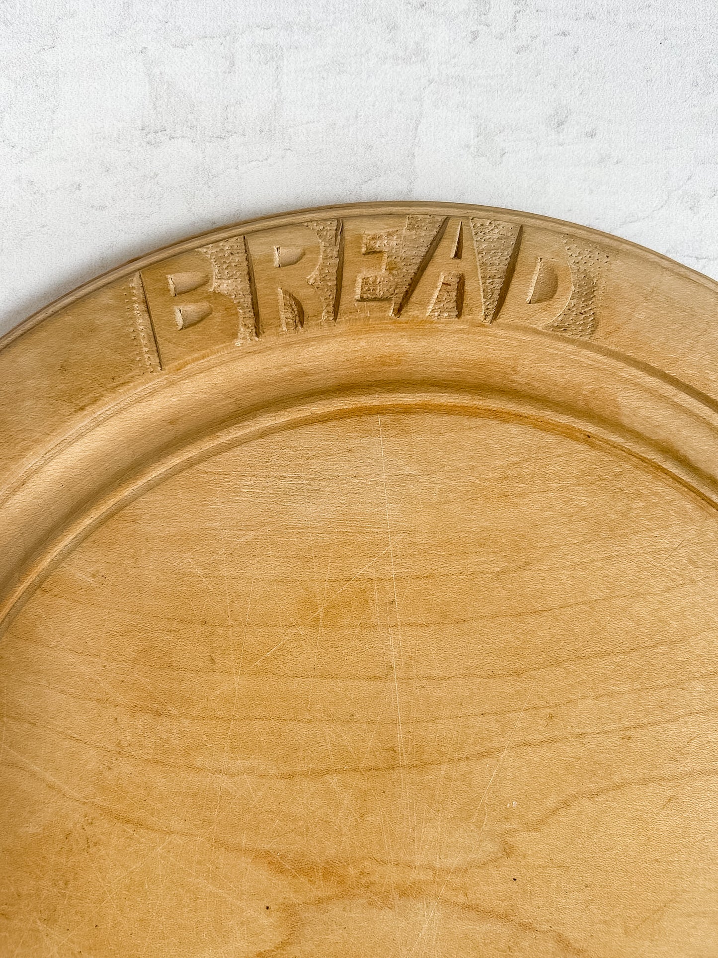 Vintage English Carved "Bread" Wooden Bread Board by Bramhall