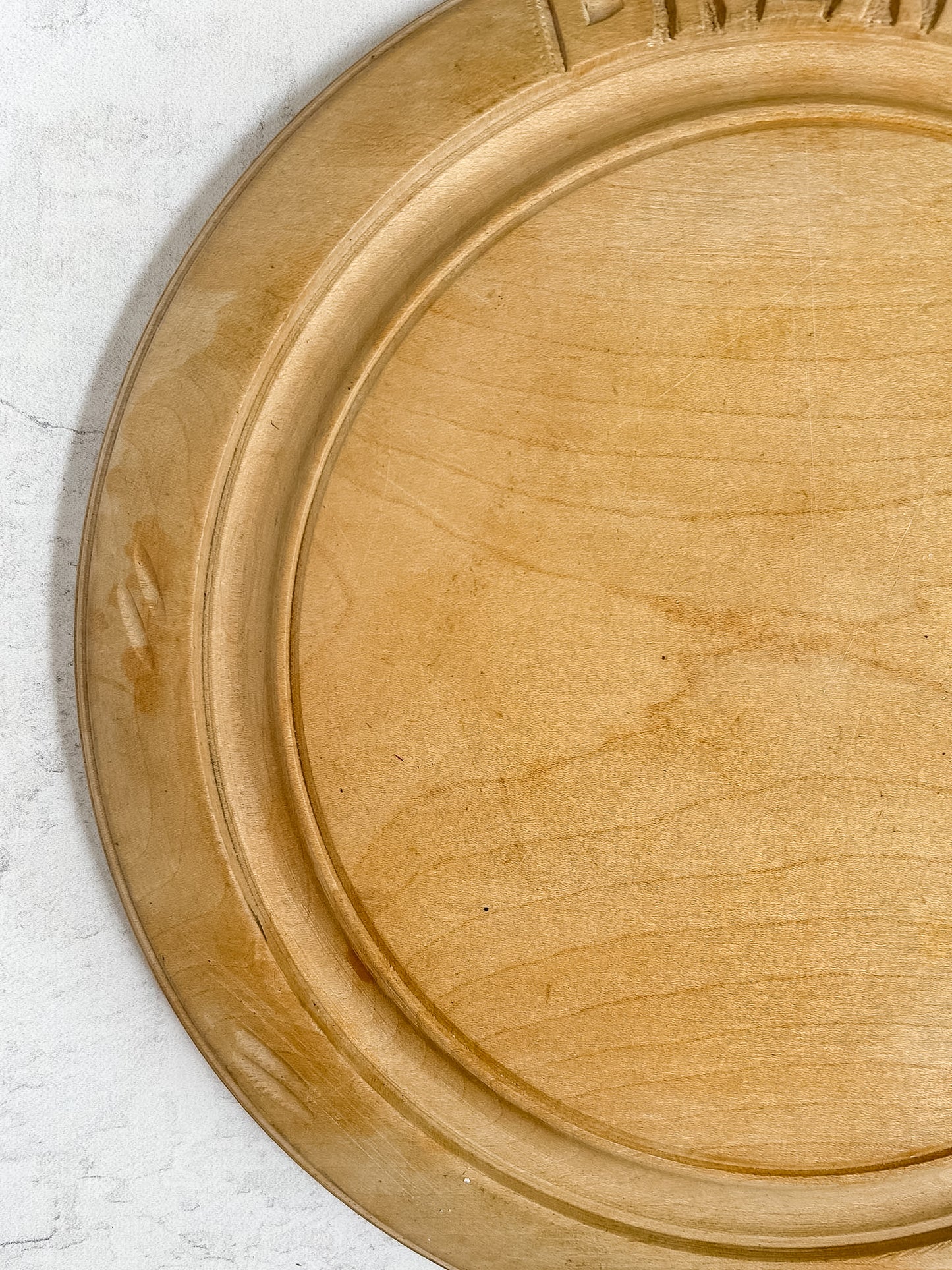 Vintage English Carved "Bread" Wooden Bread Board by Bramhall