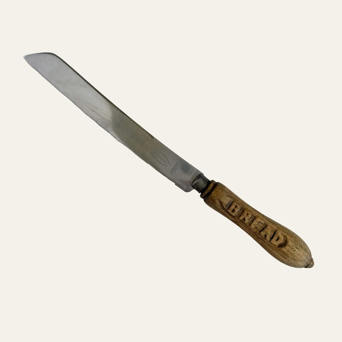 Vintage English Bread Knife with Carved "BREAD" Handle