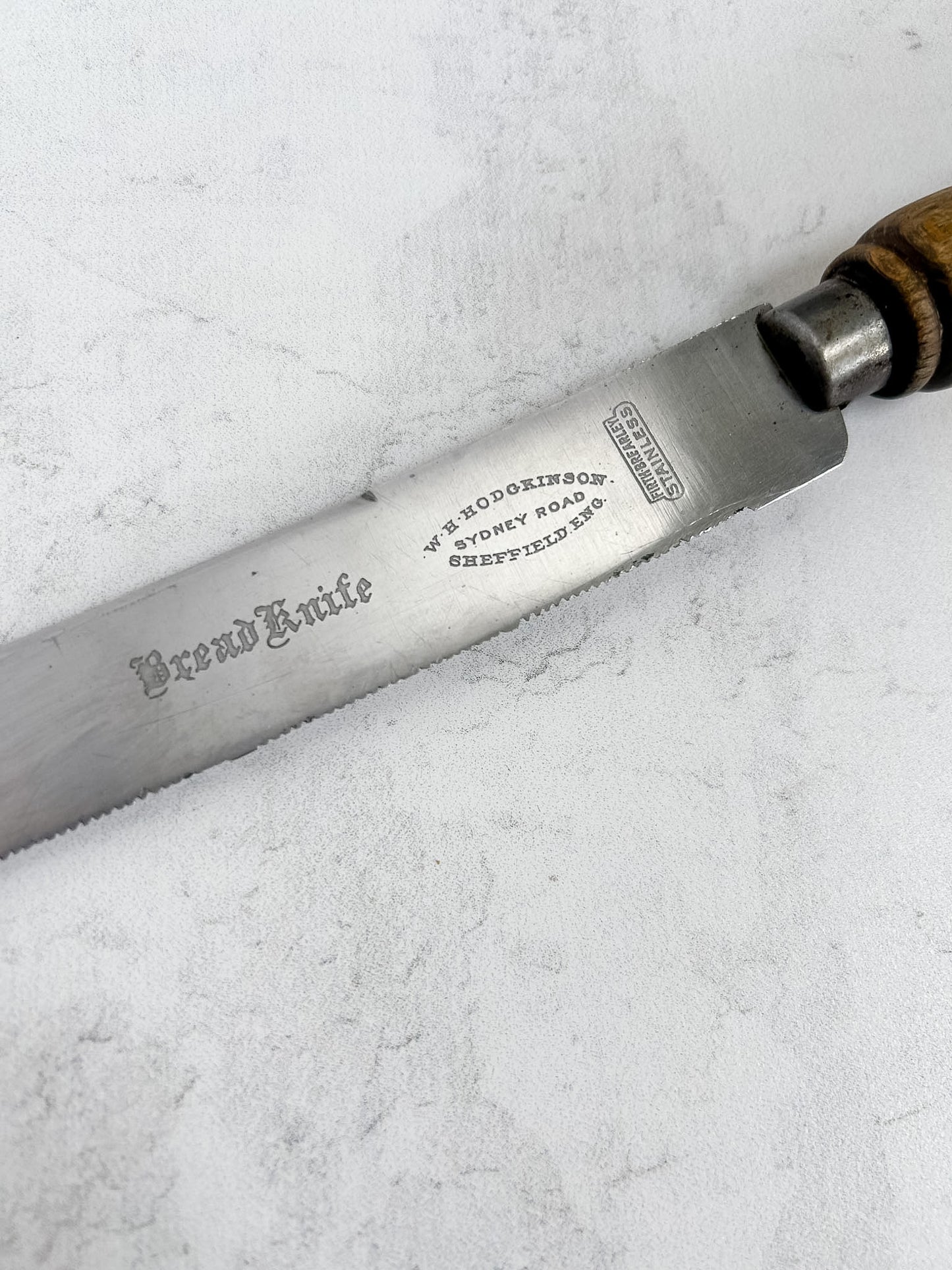 Vintage English Bread Knife with Carved "BREAD" Handle