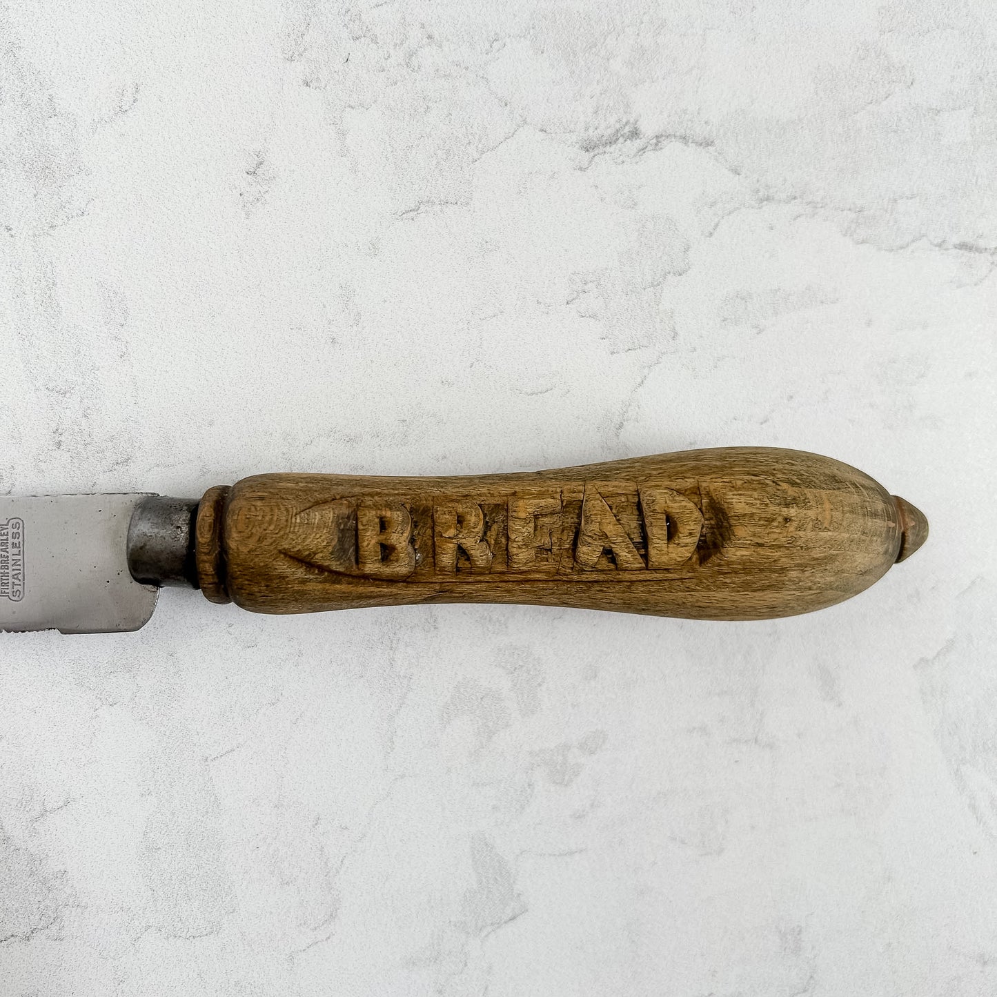 Vintage English Bread Knife with Carved "BREAD" Handle