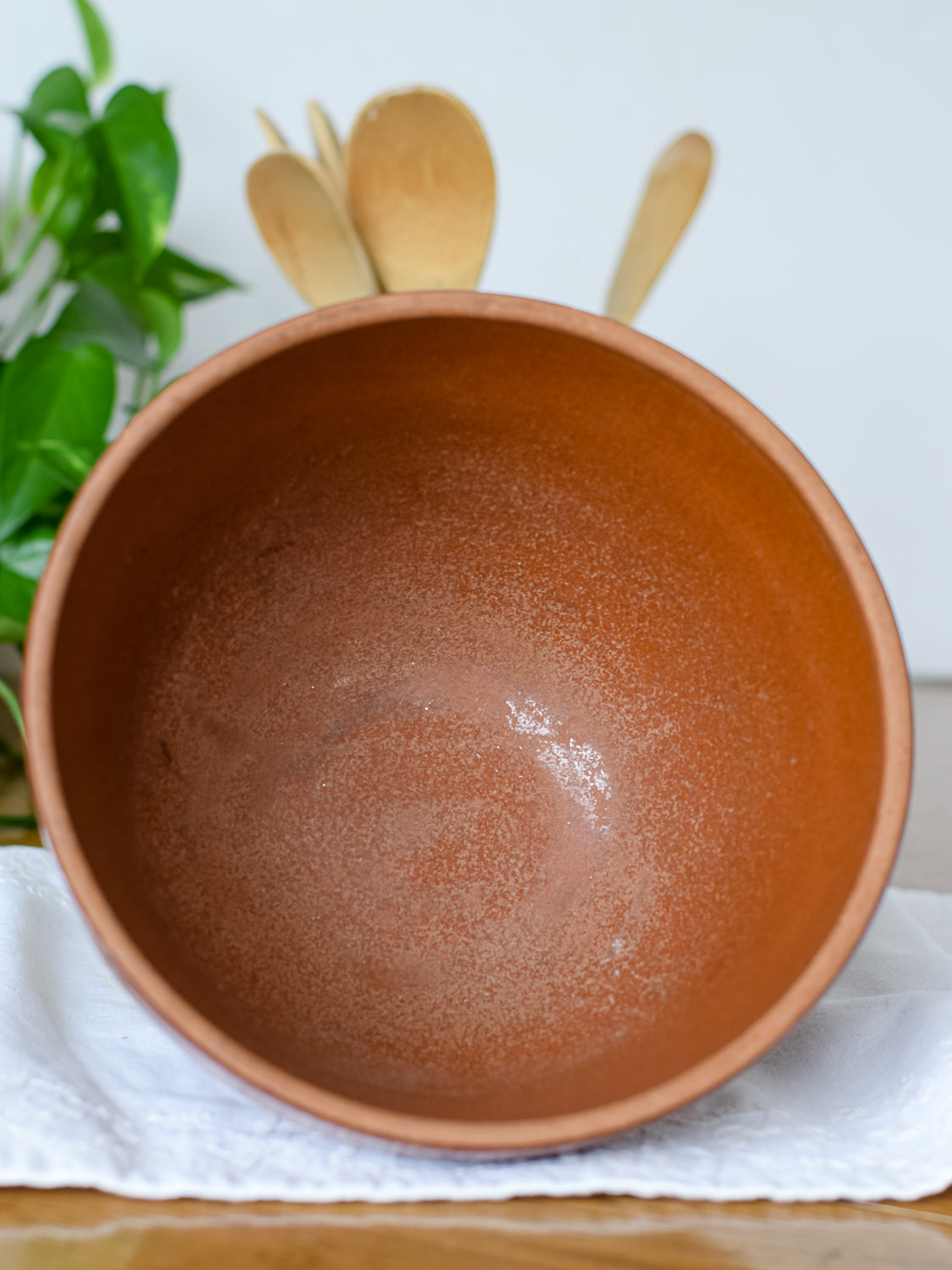 Vintage Brown Geometric Pattern Crock Bowl