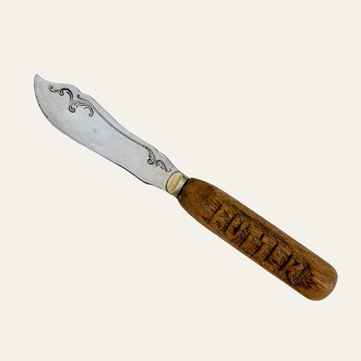 Victorian English Carved Wooden Handle Butter Knife